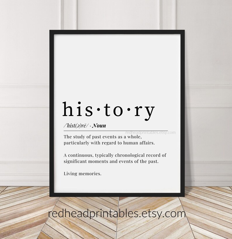 History Definition Printable Wall Art History Teacher Etsy