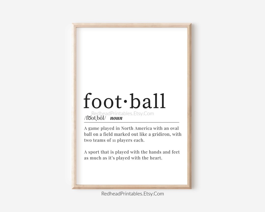 Football Definition Printable Wall Art, Football Season Print, Football