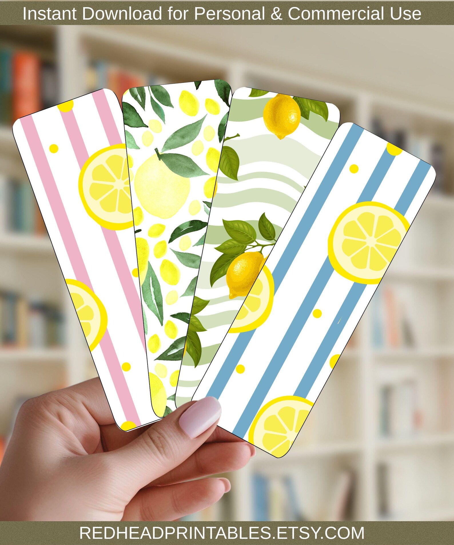 Lemon Bookmarks Printable Set of 4 Whimsical Lemon Bookmarks ...
