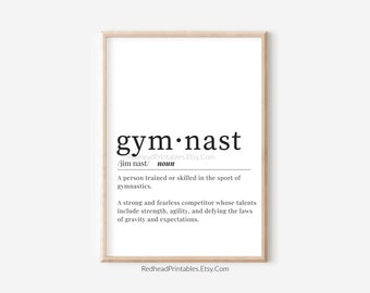 Gymnast Definition Printable Wall Art, Gymnastics Wall Decor, Gift for Gymnastics Coach, Gymnastics Quote, Dictionary Printable Wall Art