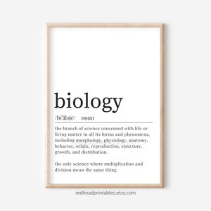 Biology Teacher Printable Wall Art, Biology Student Gift, Biology Dictionary Print, Science Teacher, Biology Definition, Biology Classroom