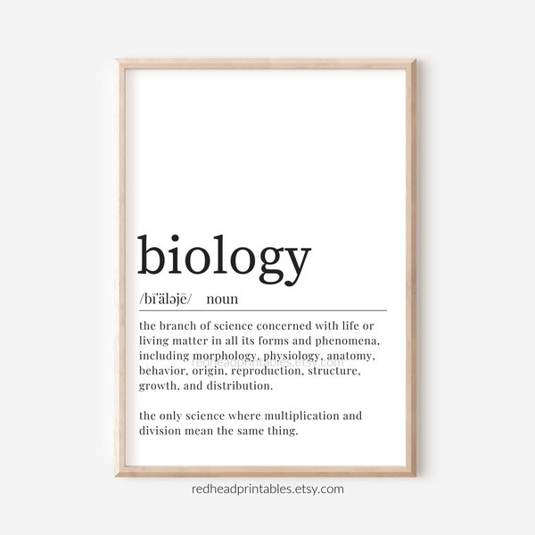 Biologie-Lehrer druckbare Wandkunst, Biologie-Studenten-Geschenk, Biologie-Wörterbuch-Druck, Wissenschaftslehrer, Biologie-Definition, Biologie-Klassenzimmer