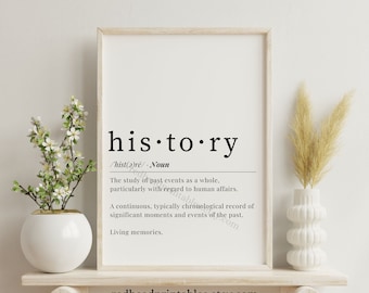 History Definition Printable Wall Art, History Teacher Printable, History Classroom Poster, US History Poster, World History Classroom Decor