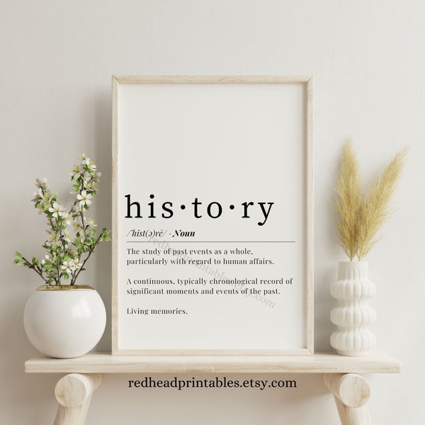 History Definition Printable Wall Art, History Teacher Printable, History Classroom Poster, US History Poster, World History Classroom Decor