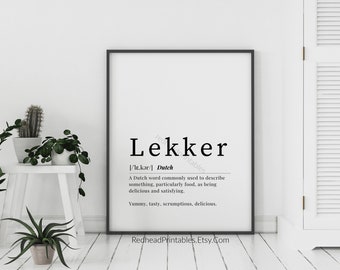 Lekker Definition Printable Wall Art, Dutch Wall Art, Digital Download, Lekker Dutch Dictionary Print, Dutch Home Decor, Lekker Wall Art