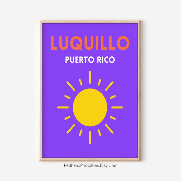 Luquillo Puerto Rico Printable Wall Art, Puerto Rico Poster, Travel Printable, Travel Wall Art, Trendy Aesthetic Pop Art Print, Colorful