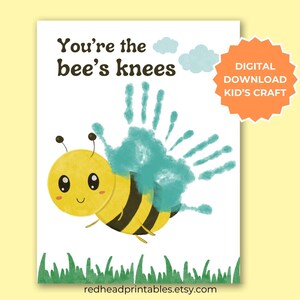 Kinder-Handabdruck-Kunst, Youre the Bees Knees-Handabdruck-Bastelarbeit für Kinder, Baby-Handabdruck-Andenken, DIY-Handabdruck-Geschenk für einen geliebten Menschen, druckbares PDF