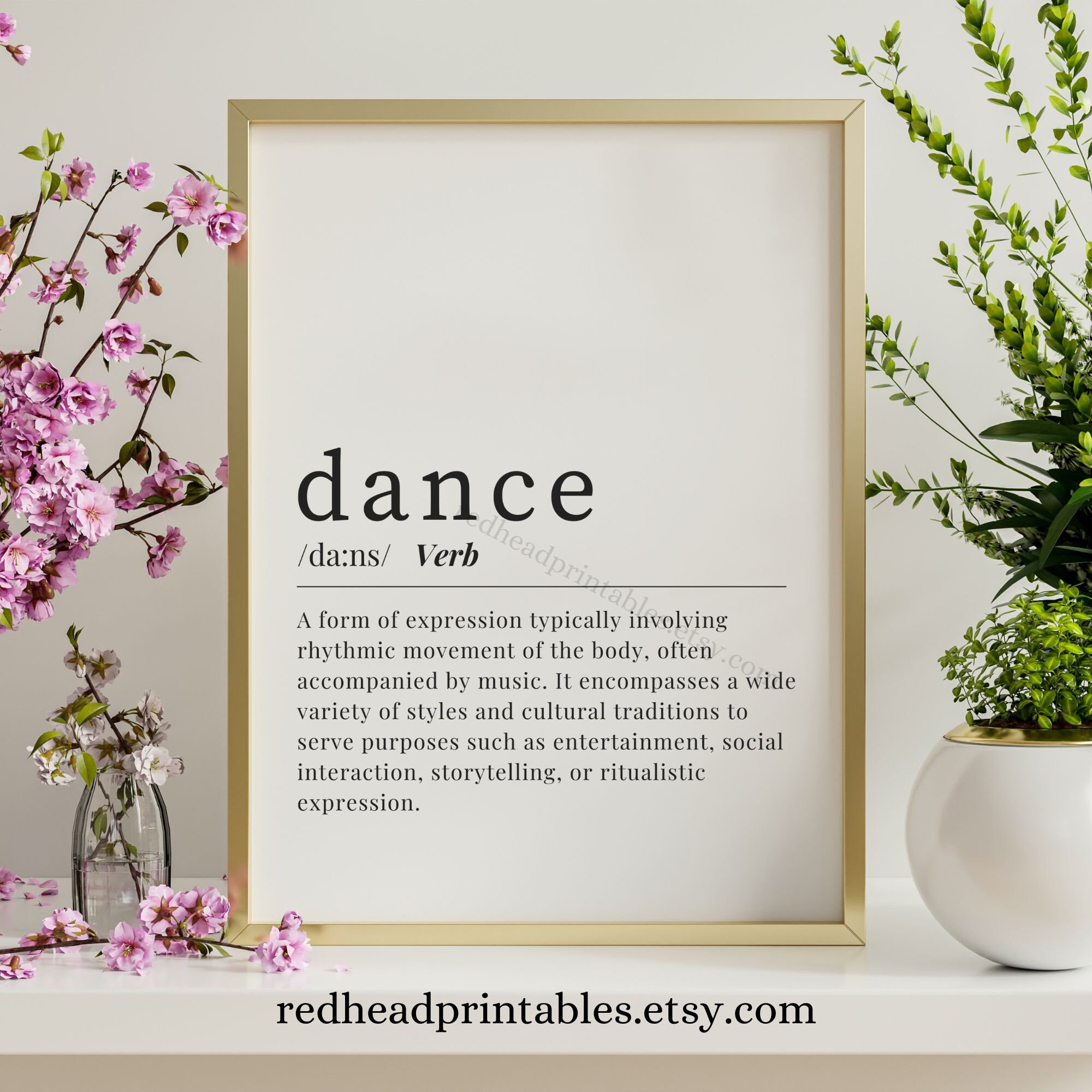 Dance Definition Printable Wall Art, Dance Studio Decor, Gift for Dance ...