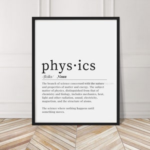 Physics Definition Printable Wall Art, Physics Poster, Physics Print, Physics Teacher, Physics Professor, Physics Wall Art, Science Teacher