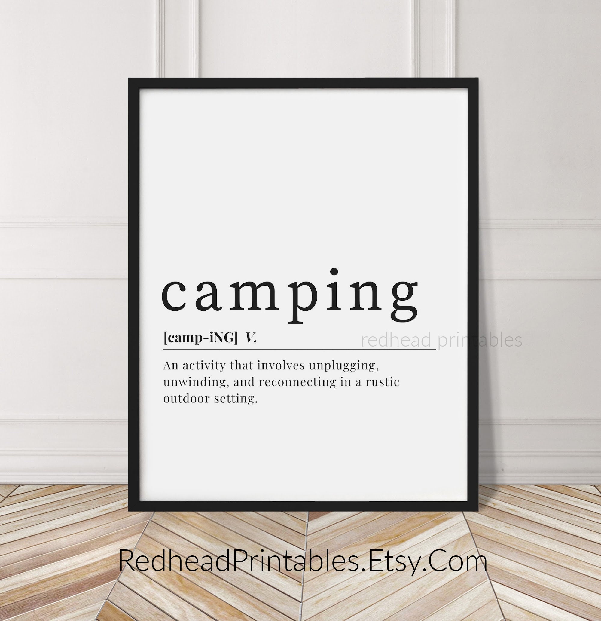 Camping Definition Printable Wall Art Camping Dictionary Etsy