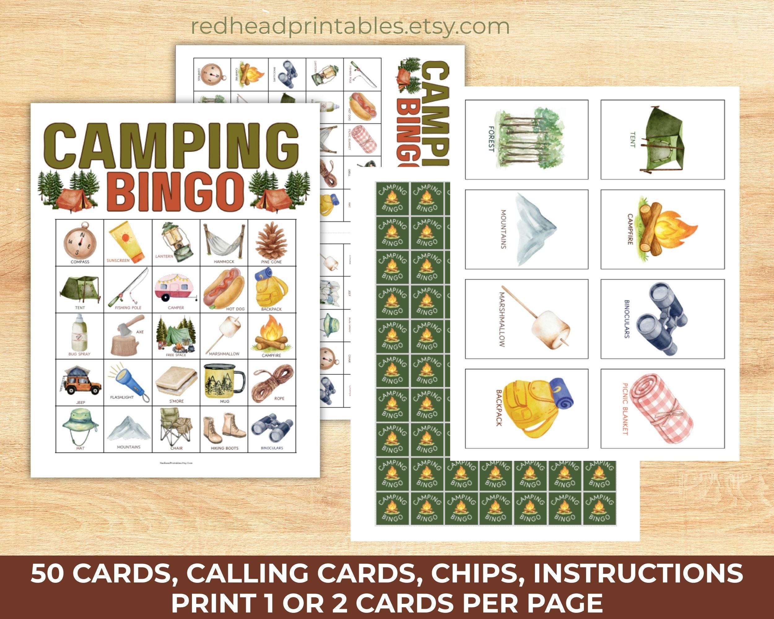 Camping Bingo Game Printable, Summer Camp Game, Road Trip Family ...