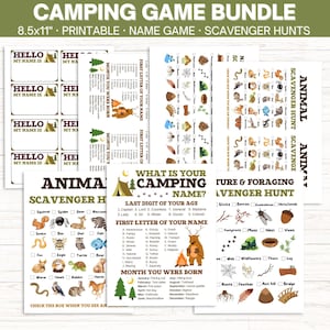 Camping Games, Printable Camping Name Game, Camping Scavenger Hunts, Hiking Scavenger Hunt, Nature Scavenger Hunt, Foraging Scavenger Hunt