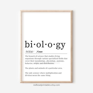 Biology Definition Printable Wall Art, Biology Student Gift, Biology Dictionary Print, Science Teacher, Biology Teacher, Biology Classroom