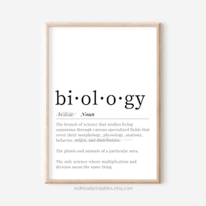 Biology Definition Printable Wall Art, Biology Student Gift, Biology Dictionary Print, Science Teacher, Biology Teacher, Biology Classroom