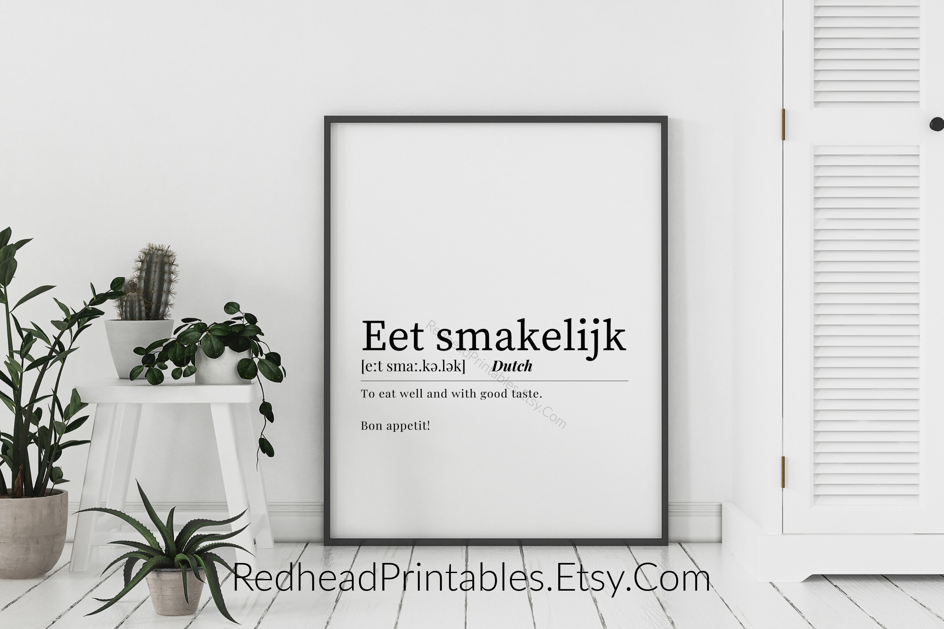 Eet Smakelijk Definition Printable Wall Art, Dutch Home Decor, Bon
