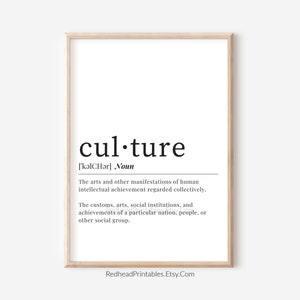 Culture Definition Printable Wall Art, Culture Dictionary Print, Classroom Decor, Social Studies, History Classroom Print, Teacher Gift
