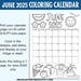 June 2025 Coloring Calendar Printable, June Colorable Monthly Calendar ...
