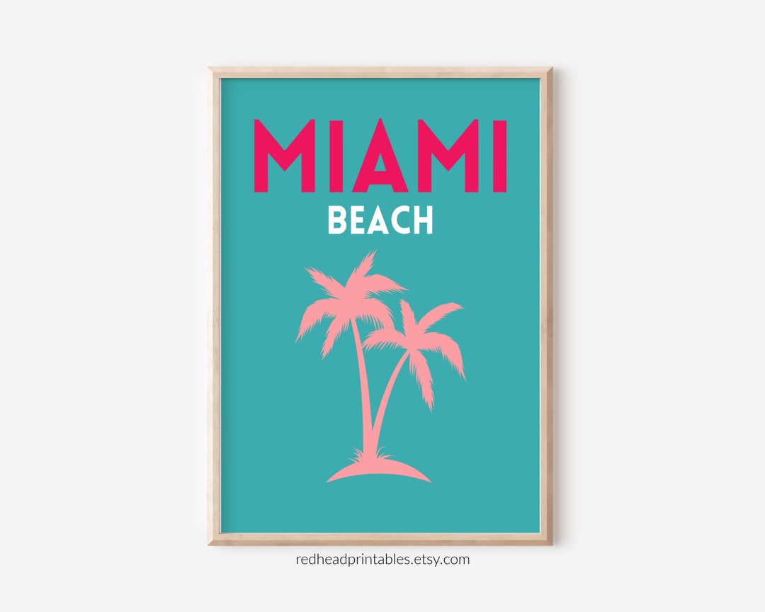 Miami Beach Pop Art Printable Wall Art, Miami Beach Florida, Retro Pop Art, Colorful Travel