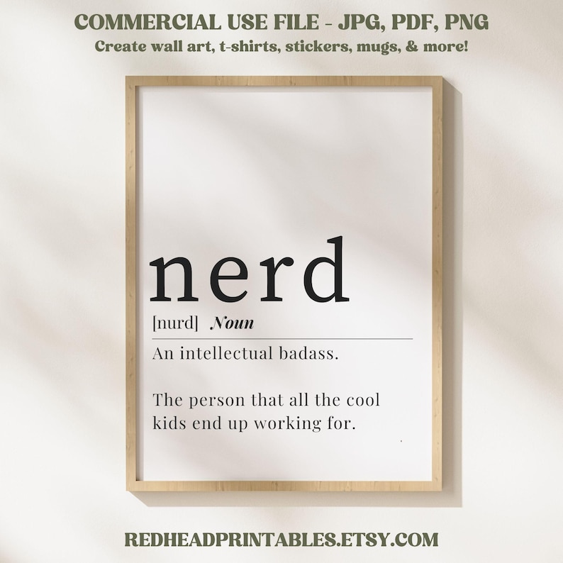 Nerd Definition Commercial Use File, Funny Nerd Dictionary Quote ...