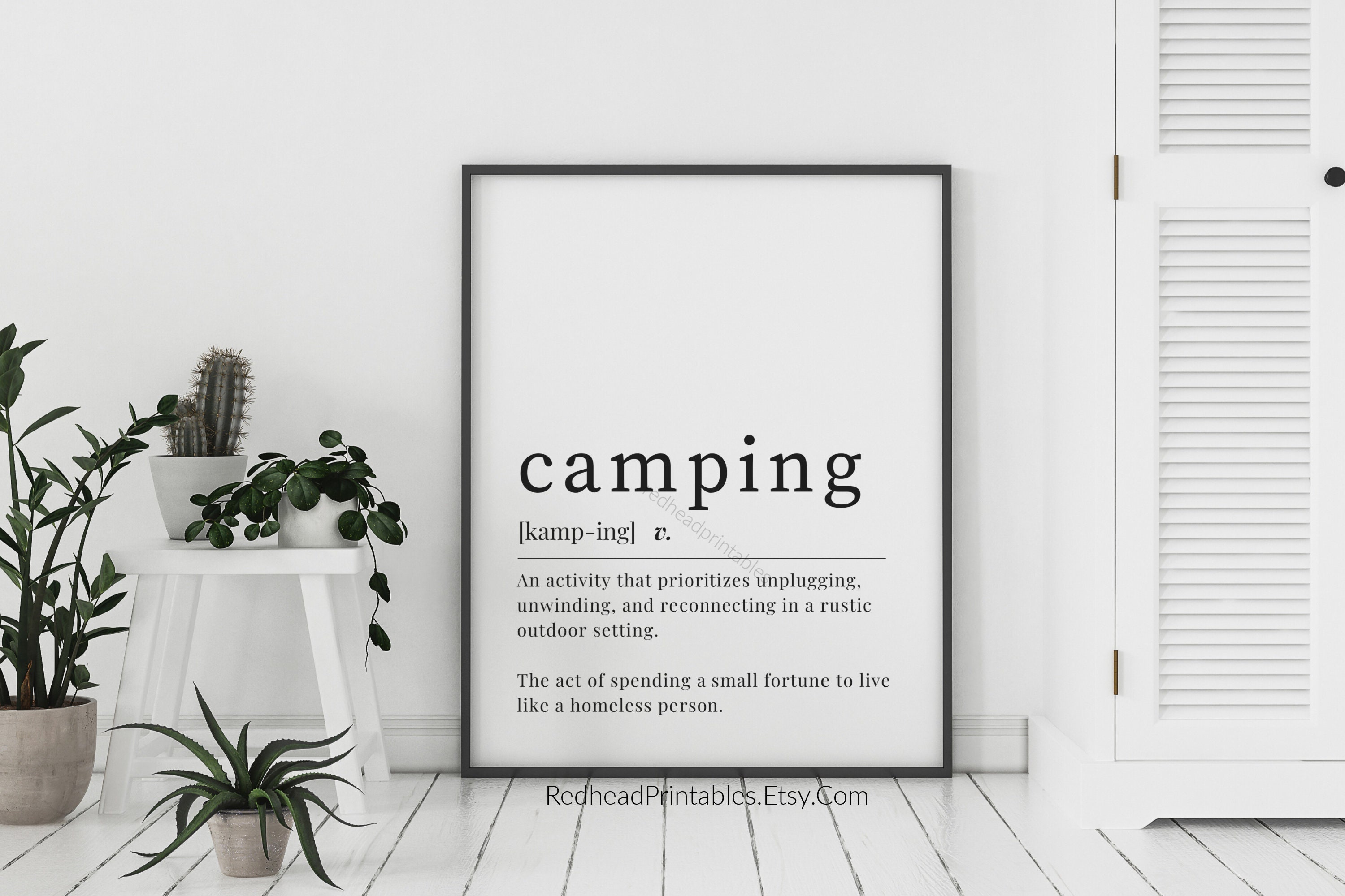 Funny Camping Definition Printable Home Decor Camping Etsy