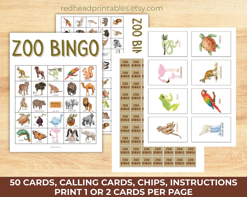 Zoo Bingo Game, Animal Bingo, Printable Bingo Game for Kids, Zoo ...