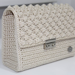 Cream crochet handbag, handmade crossbody, bag for women, gift for her