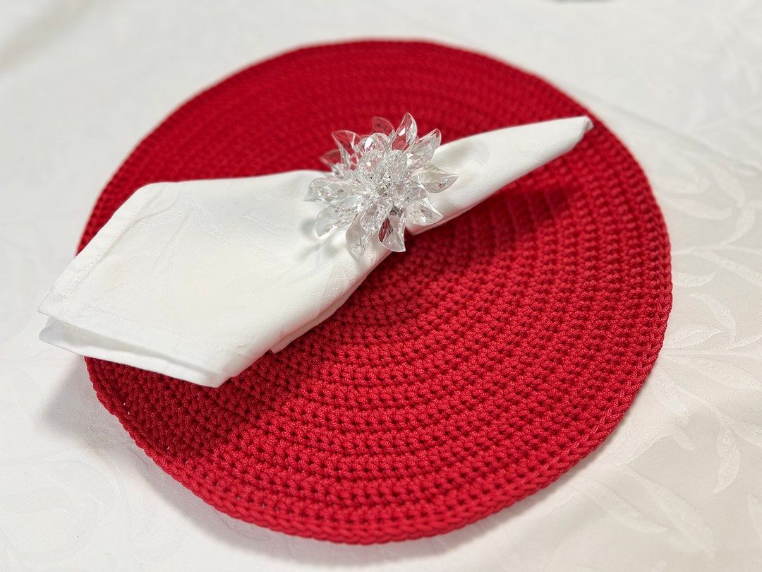 Red Place Mats Round Table Mats Made by Hand Dining Table Etsy UK