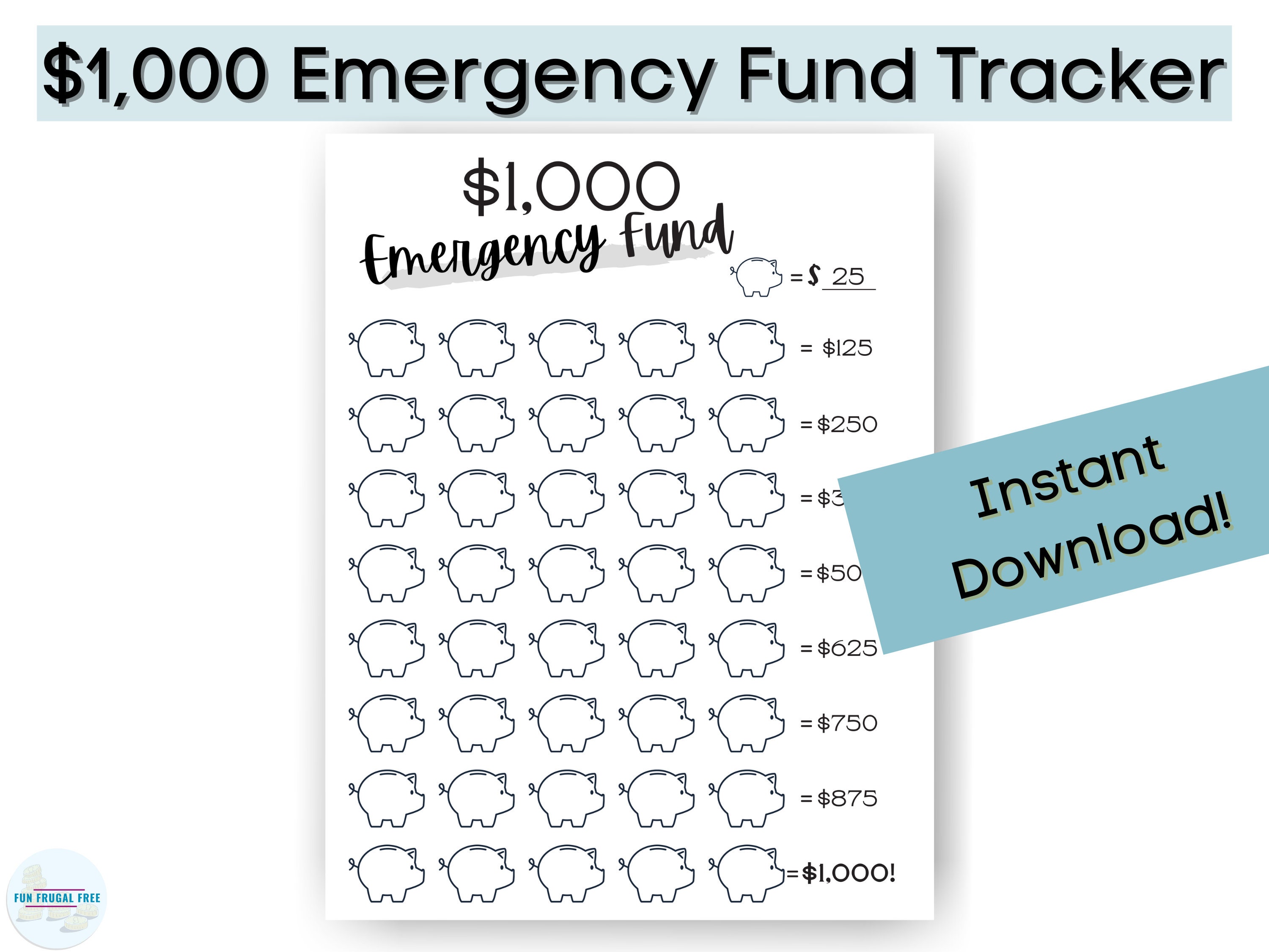 Emergency Fund Tracker Instant Download Printable | Etsy