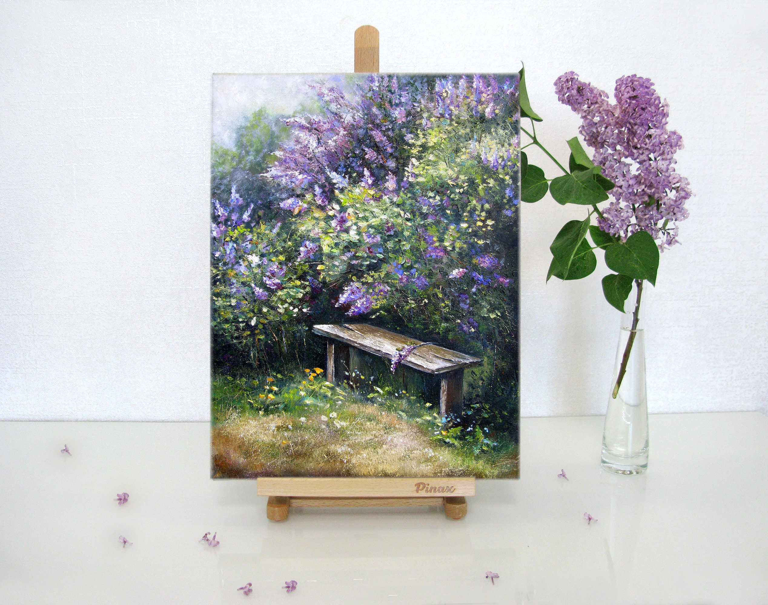 Lilac Painting Floral Original Art Lilac Tree Wall Art Canvas Etsy