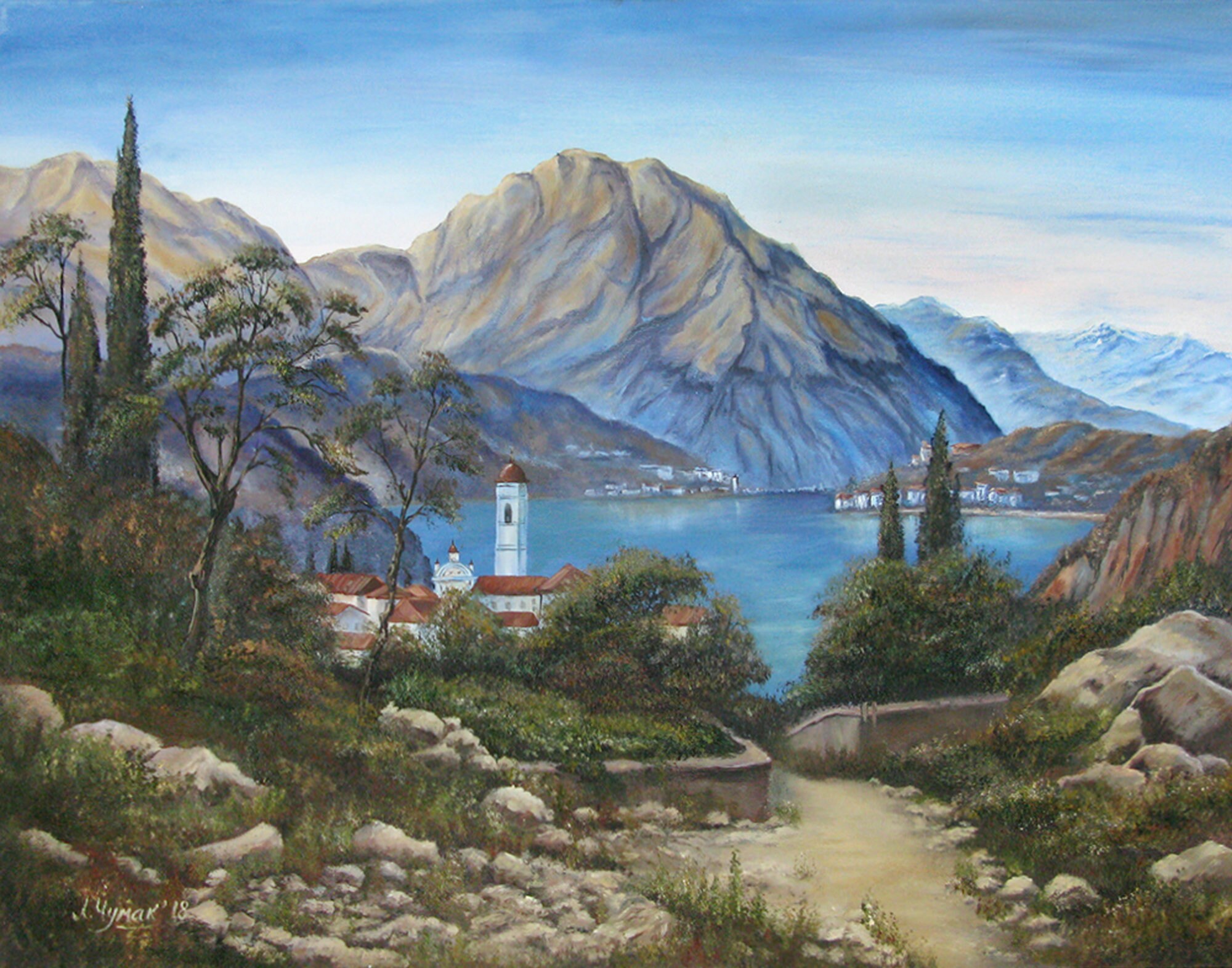 Рисунок море и горы