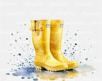 18 Rain Boots Clipart | Printable Watercolor Clipart | High Quality JPG & PNG, Digital Download | Junk Journal, Scrapbooking, Paper Craft
