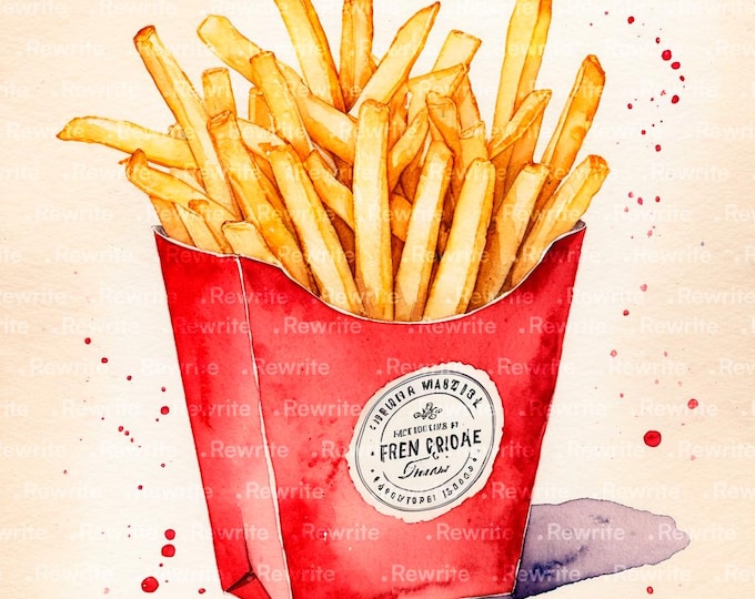 Watercolor French Fries Clipart | Food Illustration (jpgs, Commercial ...