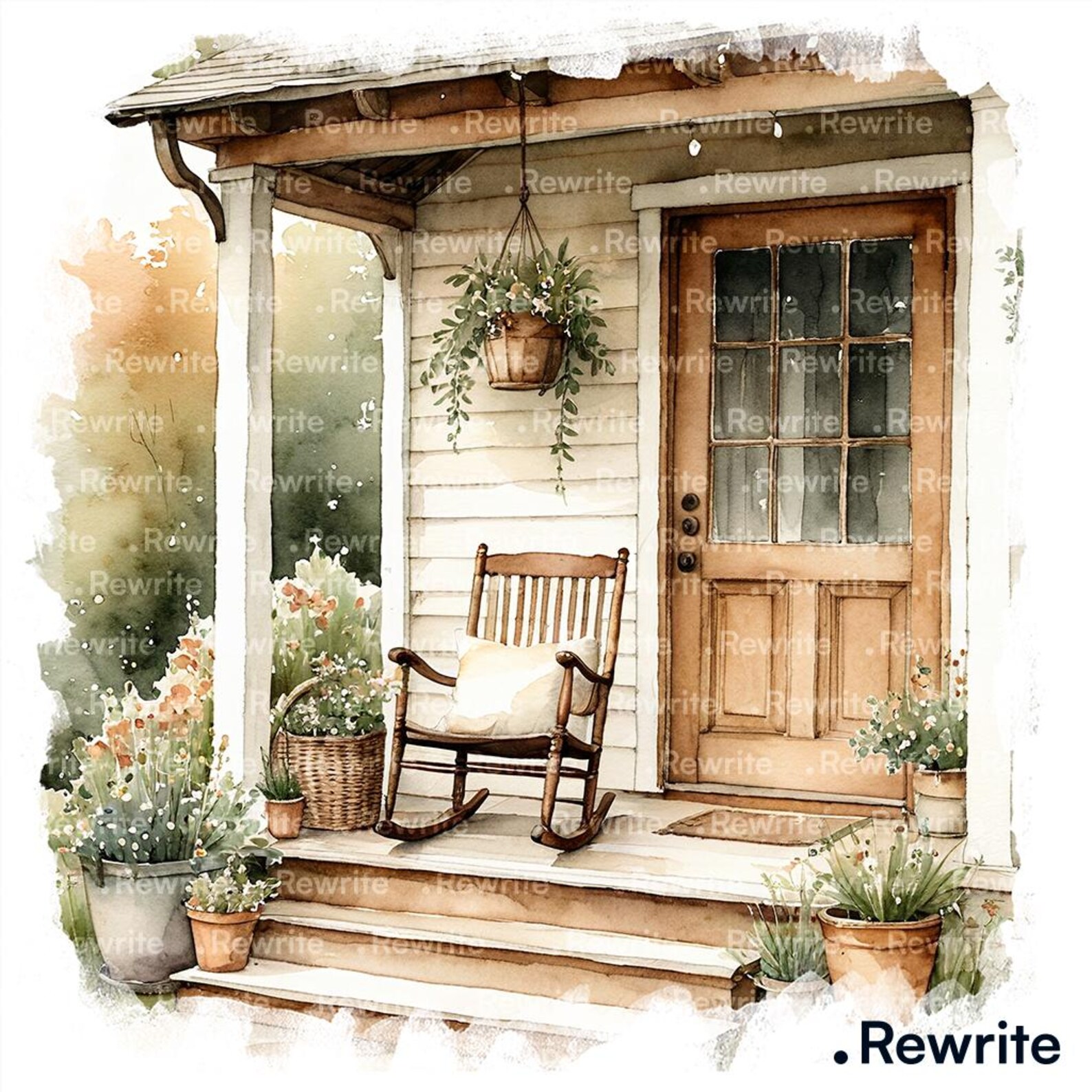 10 Cottagecore Porch Clipart, Rustic Farmhouse Front Door, Watercolor ...
