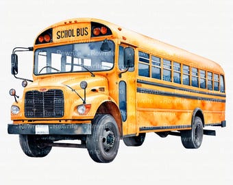 10 School Bus Clipart, Yellow Bus Clipart | High Quality JPG & PNG, Digital Download, Printable | Junk Journal, Scrapbooking, Paper Craft