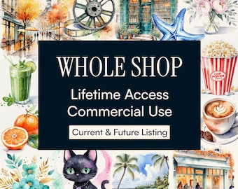 Whole Shop Clipart Bundle | Lifetime Access to All Watercolor Cliparts | Commercial License | Growing Library | Digital Download
