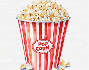 12 Popcorn-Cliparts | Filmabend, hochwertiges JPG | Druckbare ClipArt, digitaler Download | Junk Journal, Scrapbooking, Handwerk