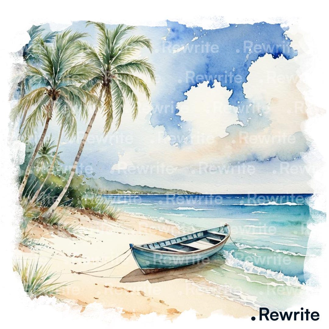 12 Beach Scene Clipart | High Quality JPG | Printable Watercolor ...