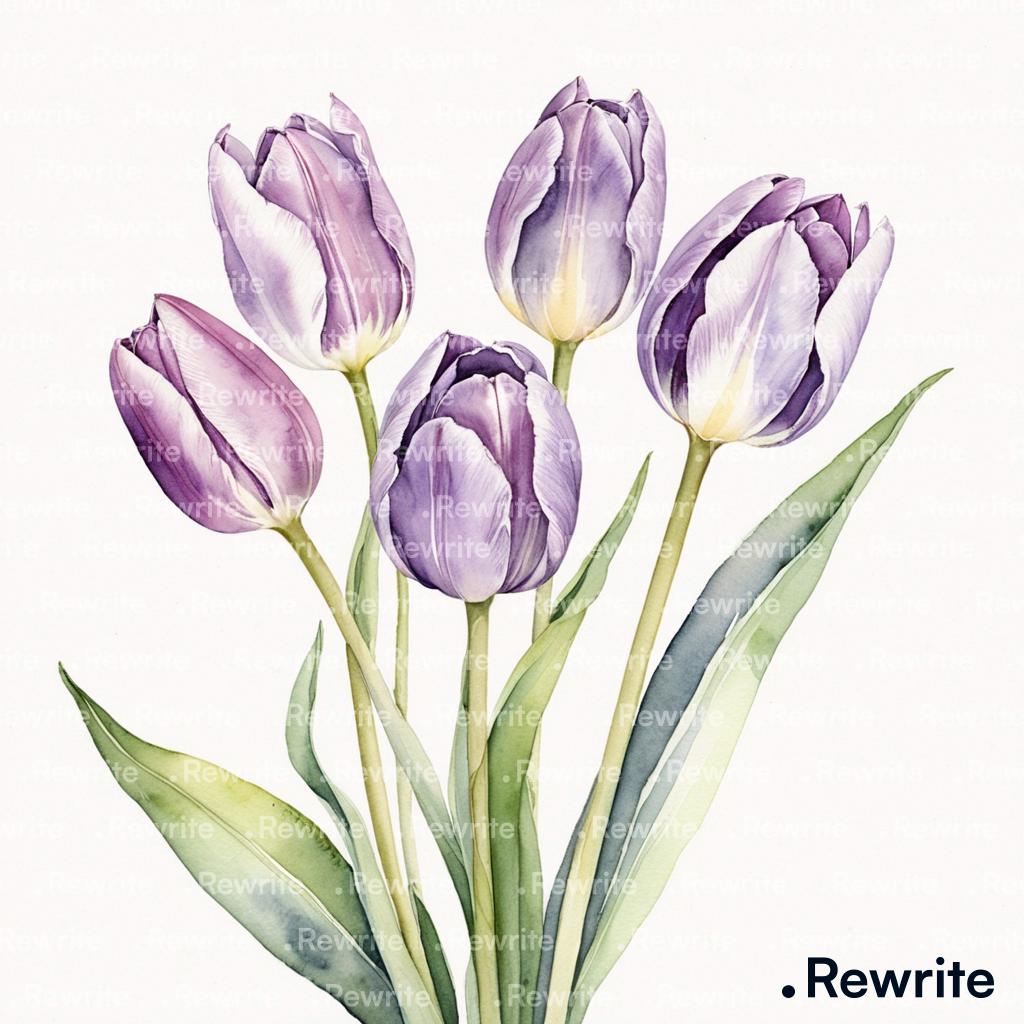 10 Tulips Bundle Clipart, Watercolor Tulip Bouquets, Spring Floral ...