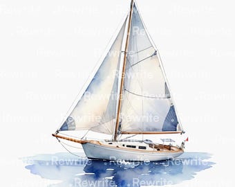 12 Sailboat Clipart | Sailing Ship High Quality JPG | Printable Watercolor Clipart - Digital Download | Junk Journals, Scrapbooking, Craft