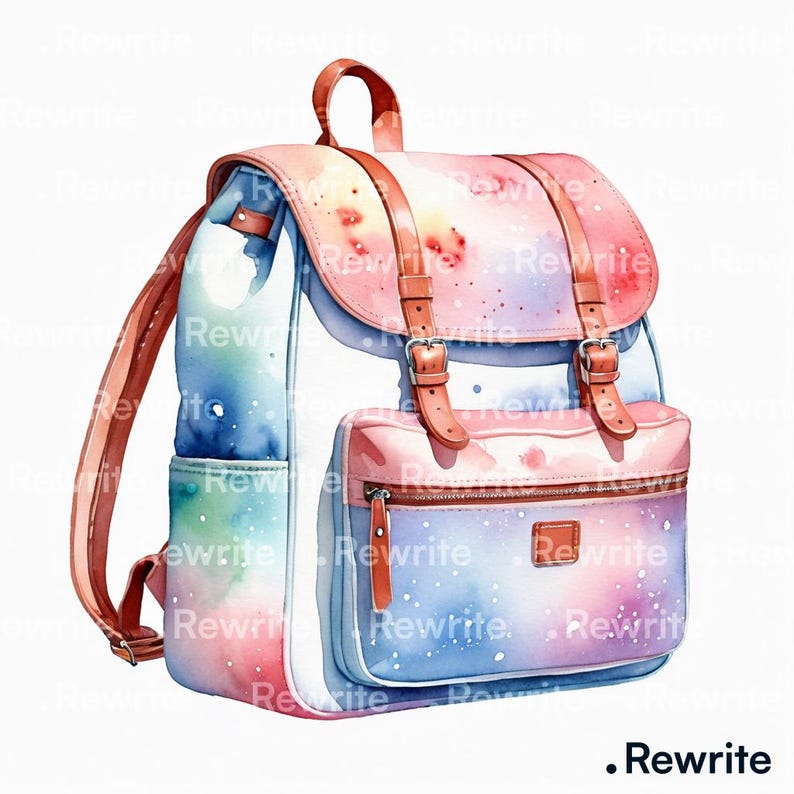Rewrite Backpack 12 Colorful Backpack Clipart | Printable Watercolor Clipart | High ...