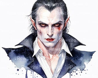 12 Vampire Clipart | Dracula Clipart High Quality JPG | Printable Watercolor - Digital Download | Junk Journals, Scrapbooking, Paper Craft