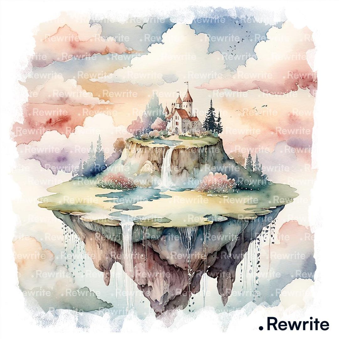 10 Fantasy Floating Island Clipart, Magical Castle in the Clouds ...