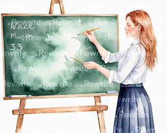 12 Teacher Clipart | High Quality JPG | Printable Watercolor School Clipart, Digital Download | Junk Journal, Scrapbooking, Paper Craft