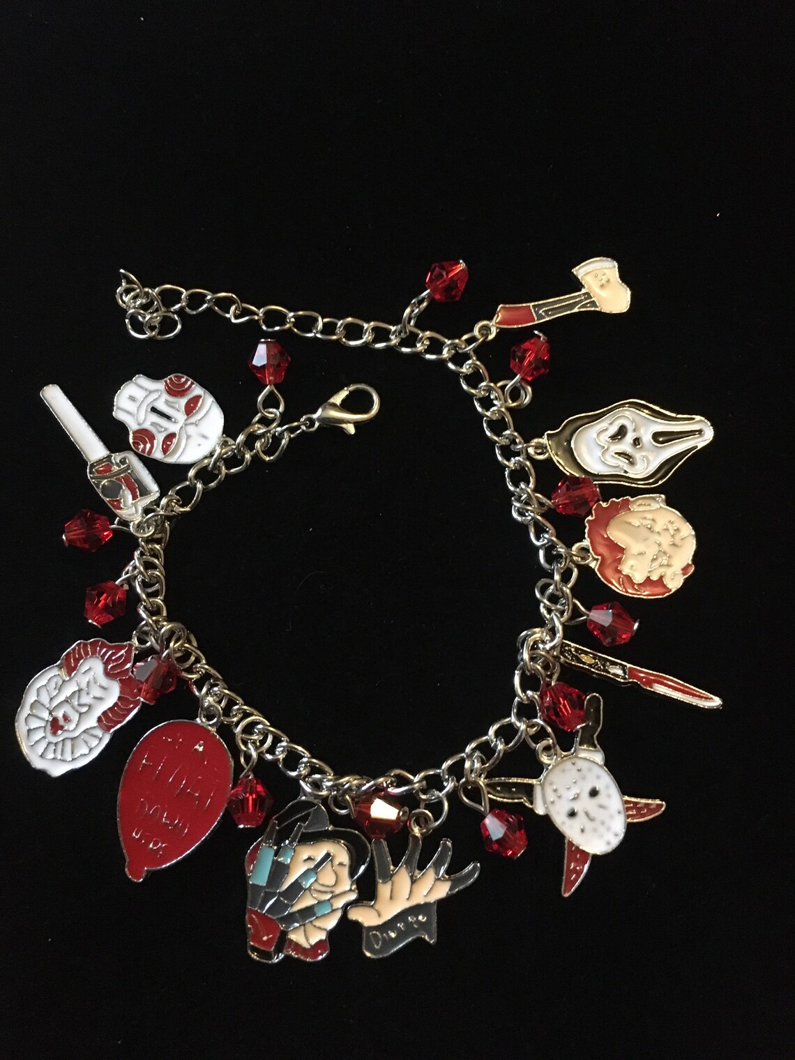 Enamelled Horror Movie Charm Bracelet Etsy