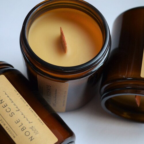 100 Pure Beeswax Candle Wooden Wick Beeswax Candle Etsy