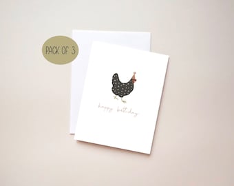 Carte joyeux anniversaire poulet • Carte d'anniversaire • Carte poulet • Intérieur vierge