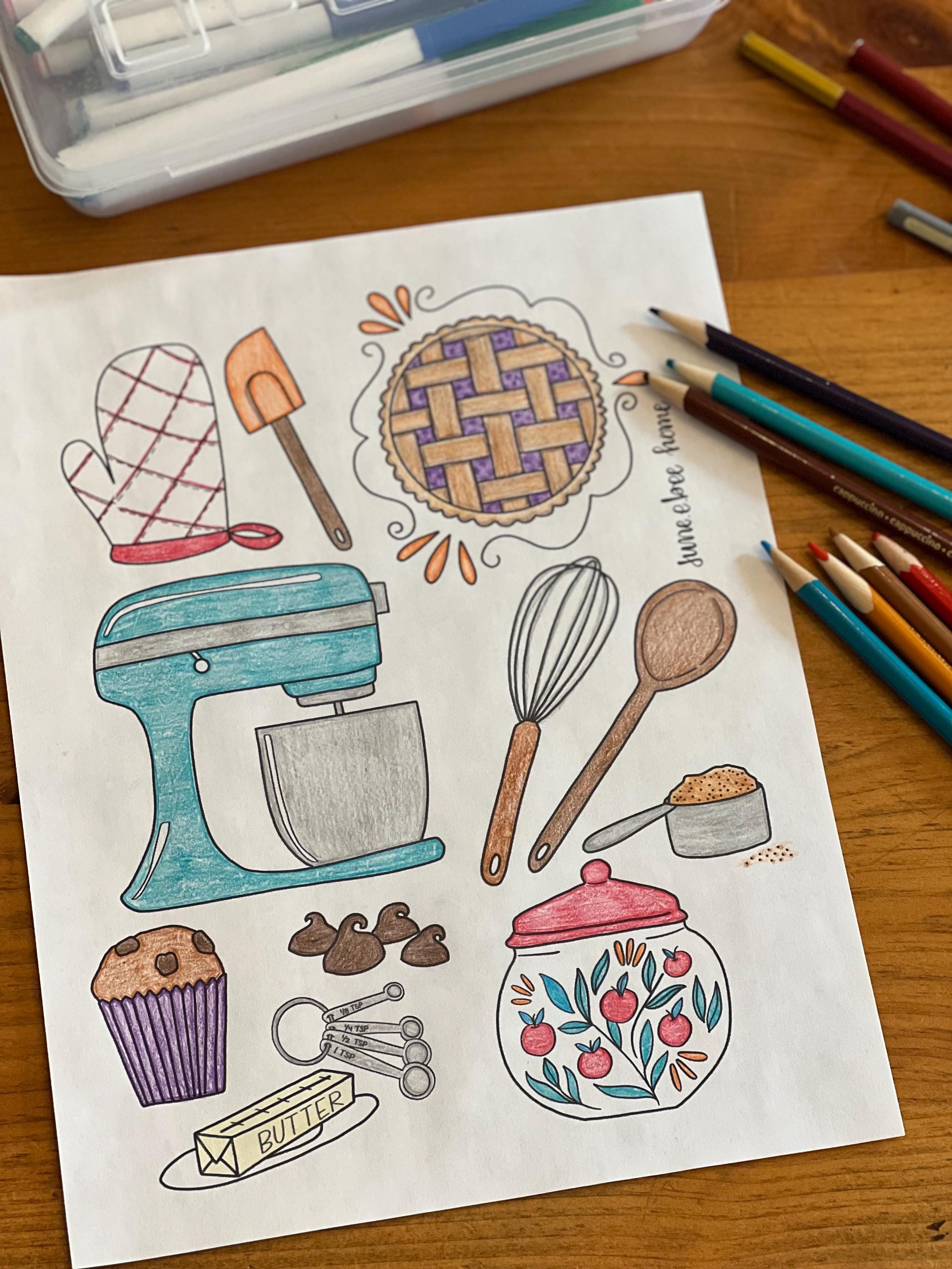 Kitchen Coloring Sheets - Baking Coloring Printables - Coloring Book ...