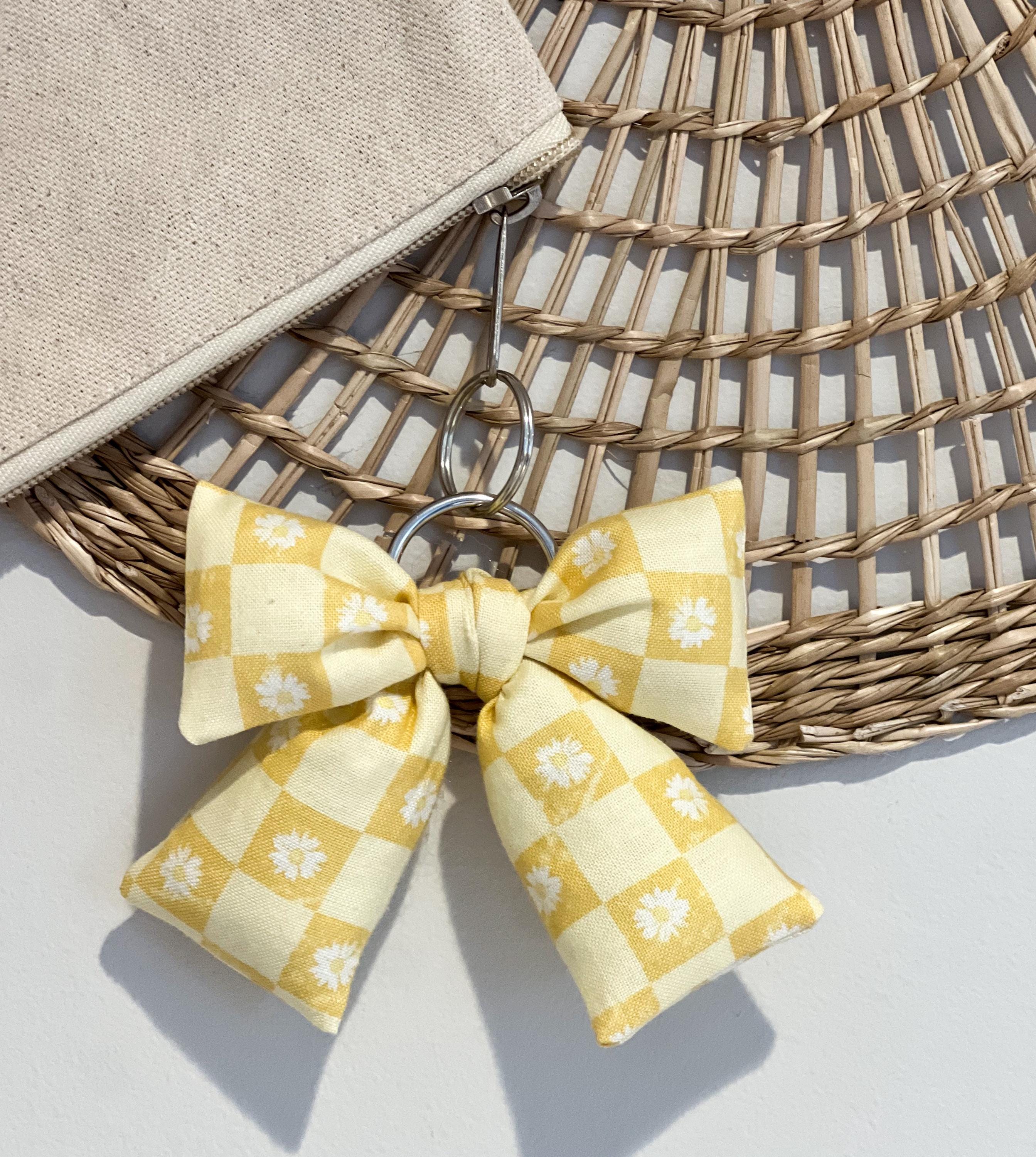 CALFOVERA 2-Pack Yellow PU Leather Bow Keychain – Bag Charm, Key Ring, Cute Accessory For Women