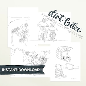 Dirt Bike Coloring Pages, Dirt Bike Printables, Digital Download