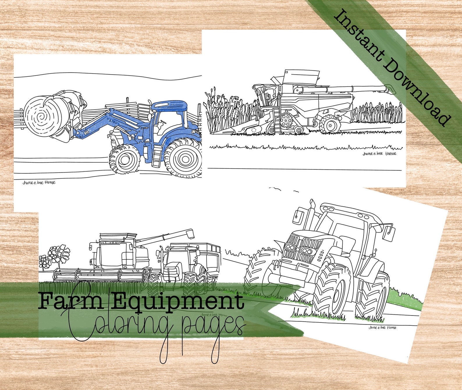 Tractor Coloring Pages: Farm Equipment Printables (digital Download) - Etsy